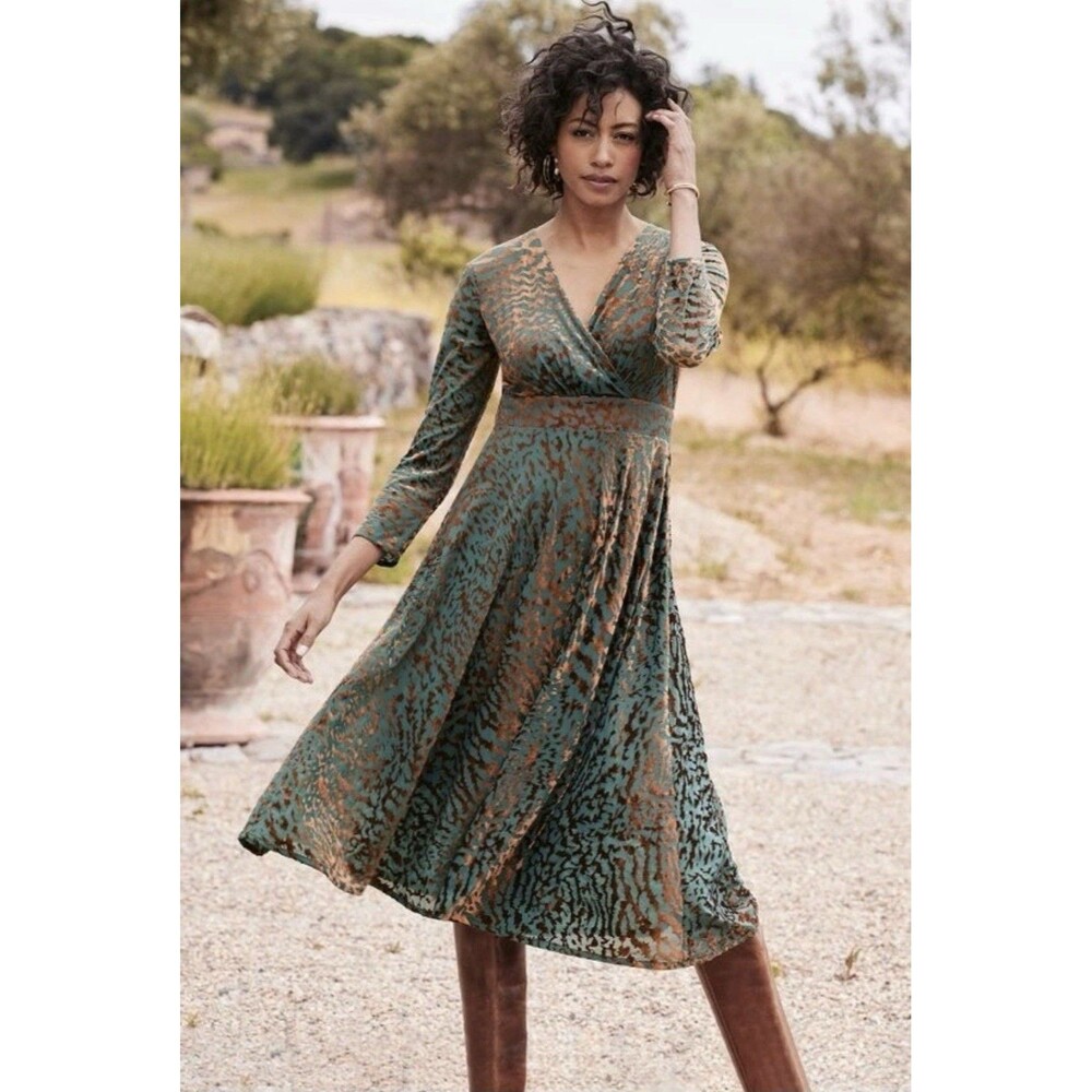 Soft Surroundings Shae Velvet Burnout Dress Size‎ PXS $160 NWT